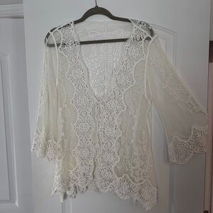 Elegant Cream Lace Women's Top
